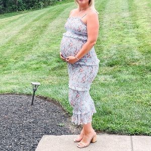 Blue Maternity Midi Dress